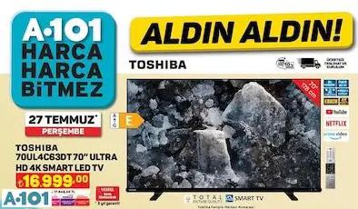 TOSHİBA 70 ULTRA HD 4K SMART LED TV/AKILLI TELEVİZYON